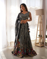 Ravishing Black Georgette Thread Work Lehenga Choli